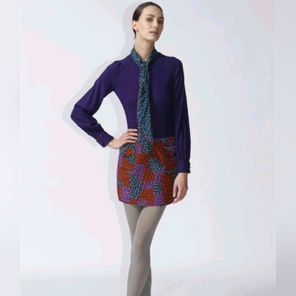 Z Spoke by Zac Posen Women's Dress Purple Vintage Style Size 8 With Scarf Silk